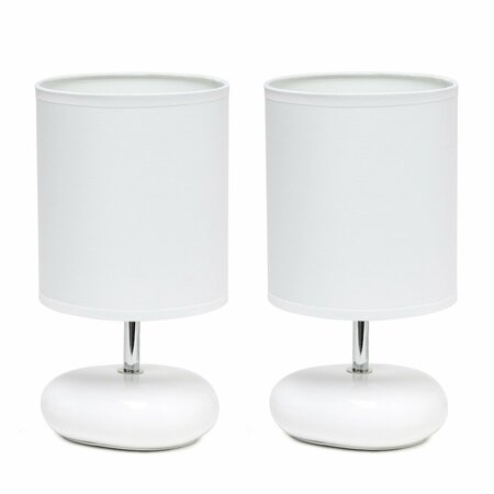 CREEKWOOD HOME 10.24-in. Traditional Mini Round Rock Table Lamp, White, 2PK CWT-2017-WH-2PK